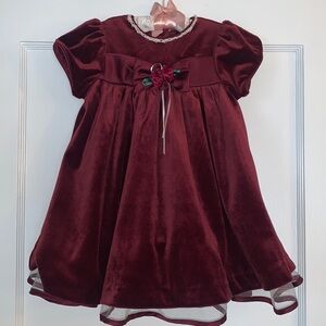 Rare Editions Burgundy Holiday Dress 24M Lined EUC Special Occassion